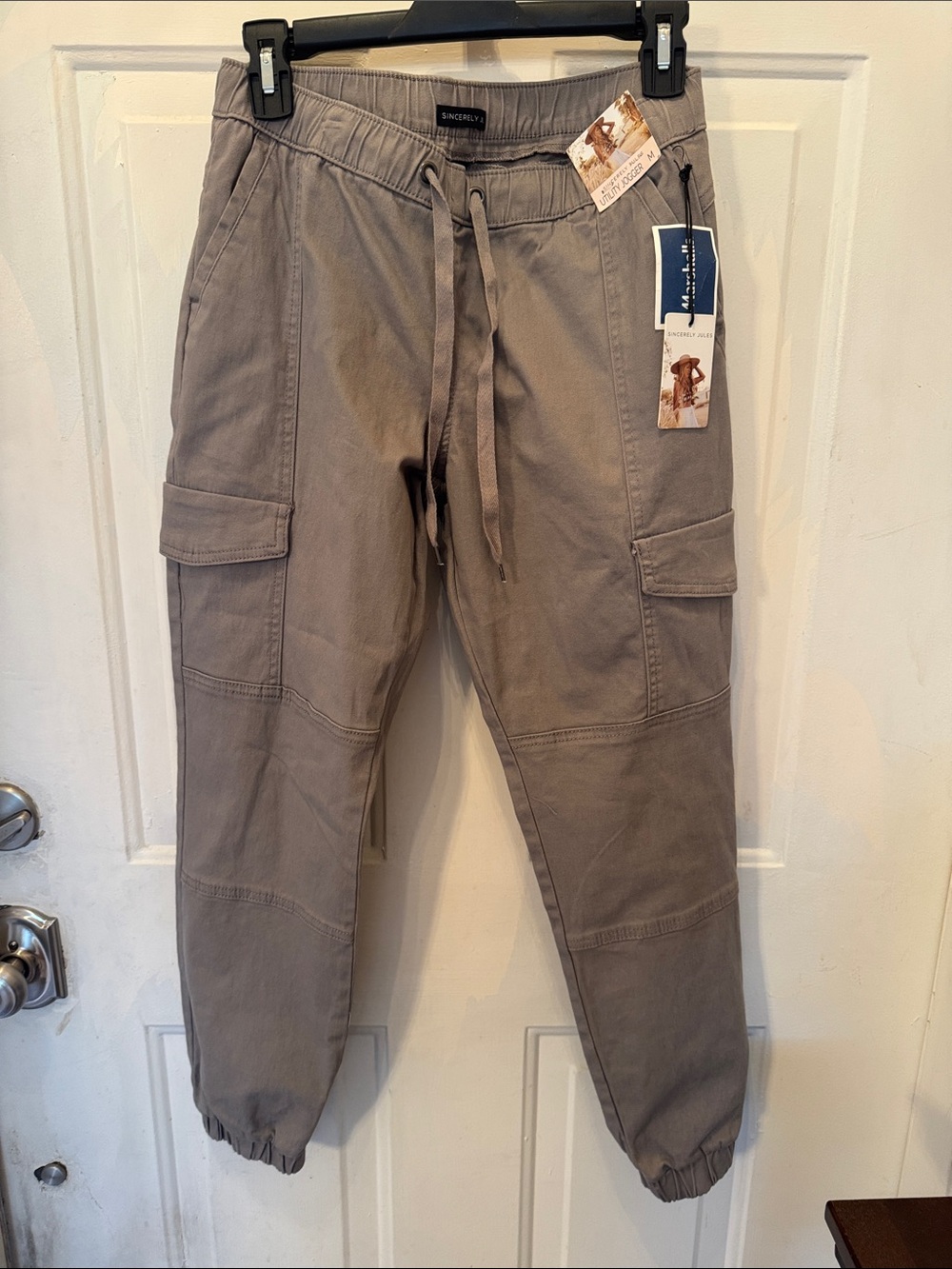 Sincerely Jules Men's Cargo Joggers in Taupe